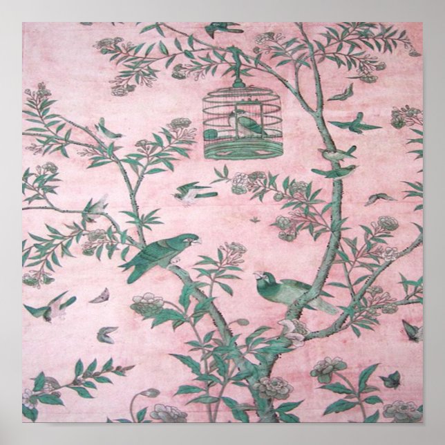 Rosa Chinoiserie Poster (Framsidan)