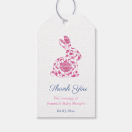 Rosa Chinoiserie Rabbit Baby Shower Favor Presentetikett