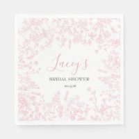 Rosa Chinoiserie servetter, rosa toile servetter