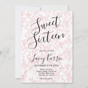 Rosa Chinoiserie Sweet sixteen Birthday Inbjudan