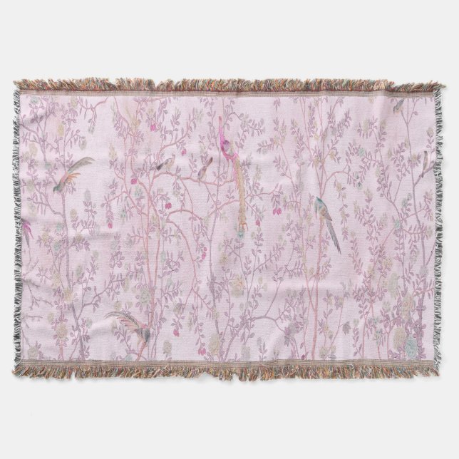 Rosa Chinoiserie Throw Blanket Filt (Framsidan)