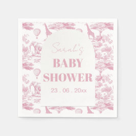 Rosa Chinoiserie Toile de Jouy Baby Shower Pappersservett