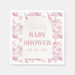 Rosa Chinoiserie Toile de Jouy Baby Shower Pappersservett