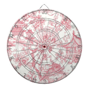 Rosa Chinoiserie Toile Drak Ros Blossom Darttavla