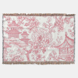 Rosa Chinoiserie Toile Drak Ros Blossom Filt