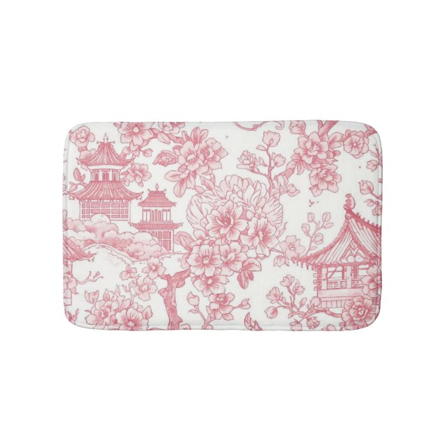 Rosa Chinoiserie Toile Drak Sakura Badrumsmatta (Framsidan)