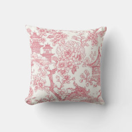 Rosa Chinoiserie Toile Drak Sakura Kudde