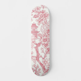Rosa Chinoiserie Toile Drak Sakura Mini Skateboard Bräda 18,5 Cm
