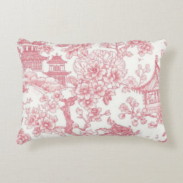 Rosa Chinoiserie Toile Drak Sakura Prydnadskudde