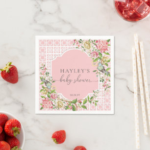 Rosa Chinoiserie Trianon Baby Shower Pappersservet Pappersservett