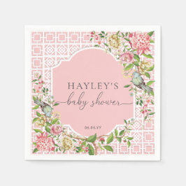 Rosa Chinoiserie Trianon Baby Shower Pappersservet Pappersservett