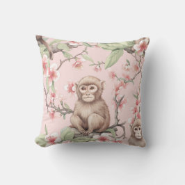 Rosa Chinoiserie | Tropisk apa Kudde