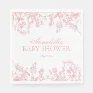 Rosa Chinoiserie Vintage Blommig Bebis Bebisfest E Pappersservett