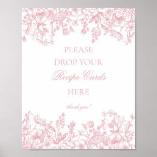 Rosa Chinoiserie Vintage Blommig Dela ett Recept Poster