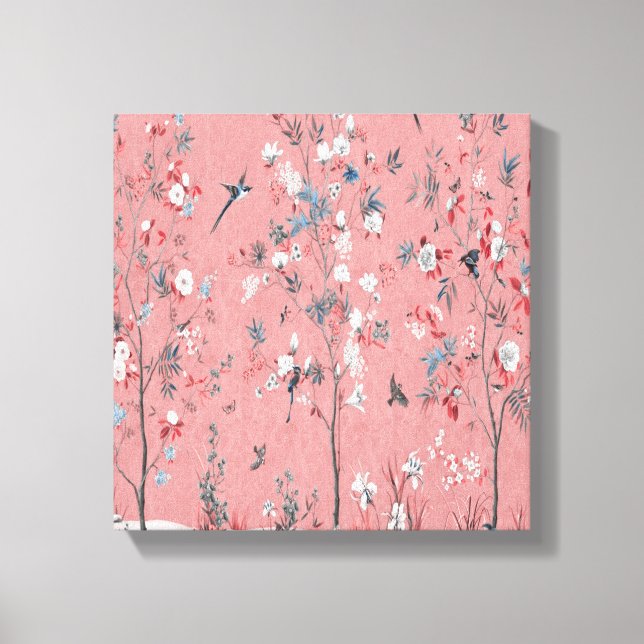 Rosa Chinoiserie Wall Art Decor Kanvastryck (Framsida)