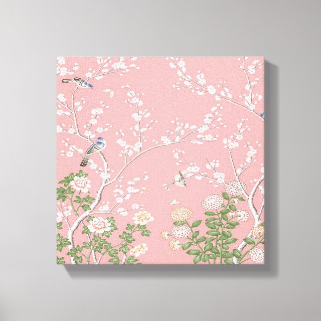 Rosa Chinoiserie Wall Art Decor Kanvastryck (Framsida)