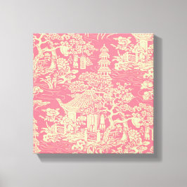 Rosa Chinoiserie Wall Art Decor Kanvastryck