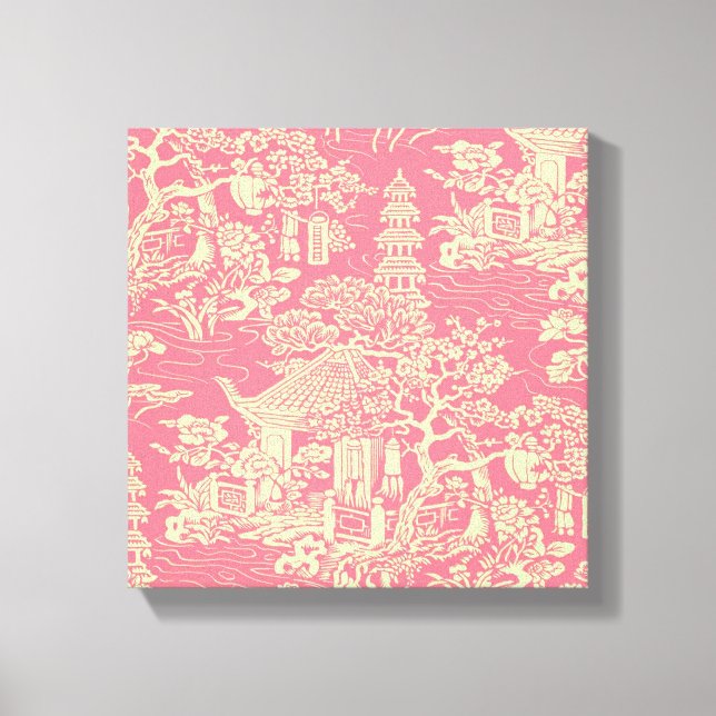 Rosa Chinoiserie Wall Art Decor Kanvastryck (Framsida)