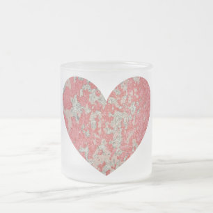 Rosa Chippy Paint Heart Frostad Glasmugg