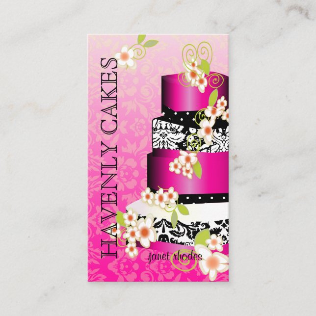 Rosa + Chocolate Bröllop Cake/Bakery/pâtisserie Visitkort (Framsida)