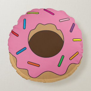 Rosa/Chocolate Donut på dubblan Rund Kudde