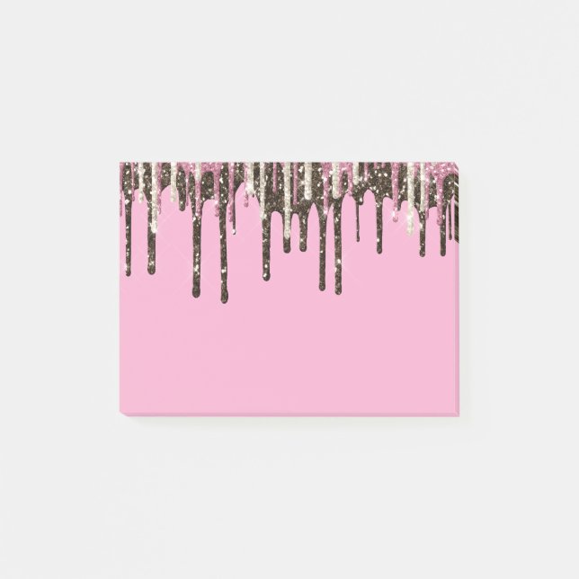 Rosa Chocolate Ice Cream Glitter Dricks Birthday Post-it Block (Framsida)