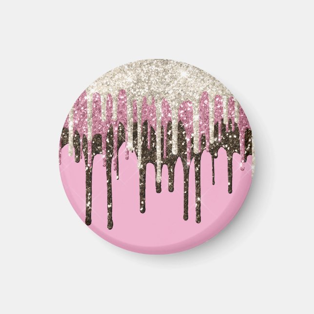 Rosa Chocolate Ice Cream Glitter Dricks Magnet (Framsidan)