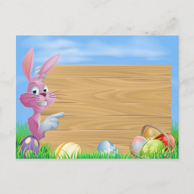 Rosa chokladäggens Påskhare Helg Vykort (Framsida)