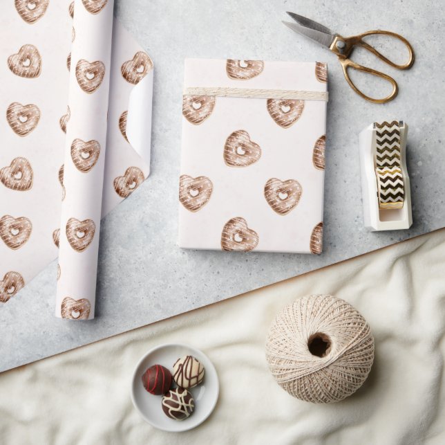 Rosa chokladhjärtan födelsedag presentpapper (Hantverk)
