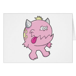 rosa chomper monster hälsningskort
