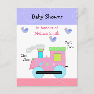 Rosa Choo Choo Tåg Baby Shower Inbjudningar