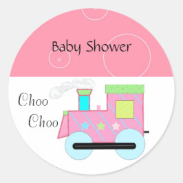 Rosa Choo Choo Tåg Baby Shower Runt Klistermärke