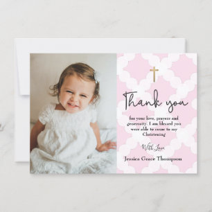 Rosa Christening Girl-fototack Tack Kort