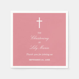  Rosa Christening Party Napkins Pappersservett