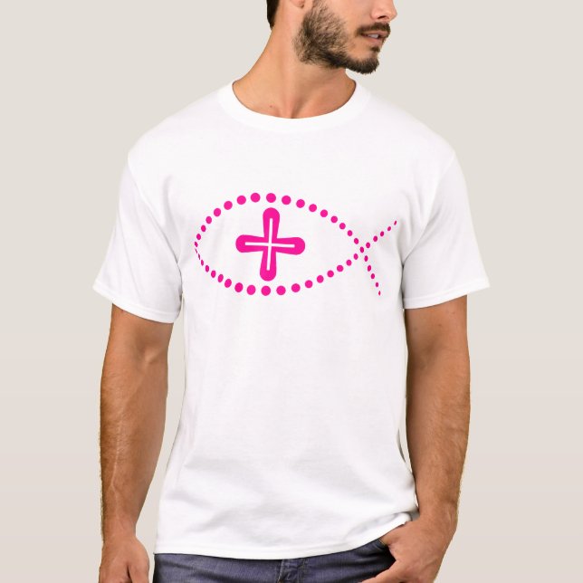 Rosa Christian Fish Tee Shirt (Framsida)
