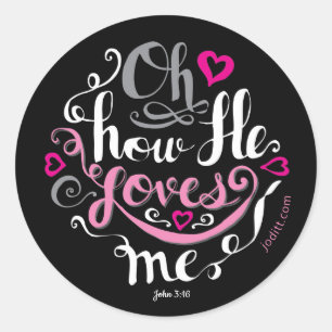 Rosa Christian Valentine Hand Lettered Typografi Runt Klistermärke