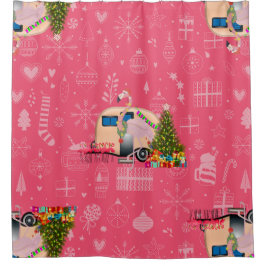 rosa christmas camper-släpvagn flamingo Santa