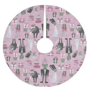 rosa christmas monster bride frankenstein julgransmatta borstad polyester