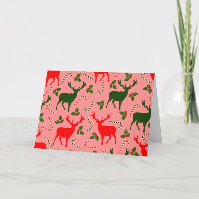 rosa christmas-renar helgkort (Framsida)