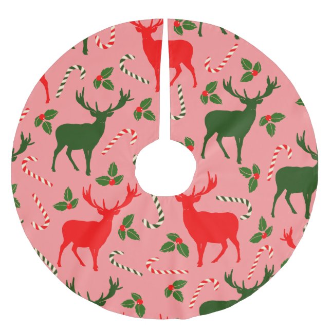 rosa christmas-renar julgransmatta borstad polyester (Framsidan)
