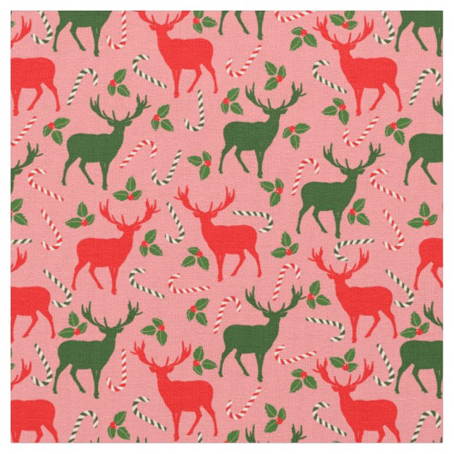 rosa christmas-renar tyg (Närbild)