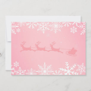 Rosa christmas snö och jultomten med renar julkort