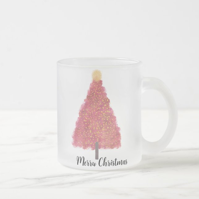 Rosa christmas treewith glitter frostad glasmugg (Höger)