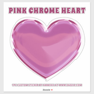 Rosa Chrome Heart Sticker Klistermärken