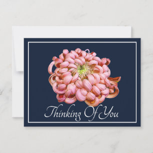 Rosa Chrysanthemum Navy Bakgrund Tankar på dig Vykort