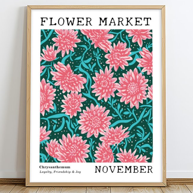 Rosa Chrysanthemum november FLOLMARKNADEN Poster (Skapare uppladdad)