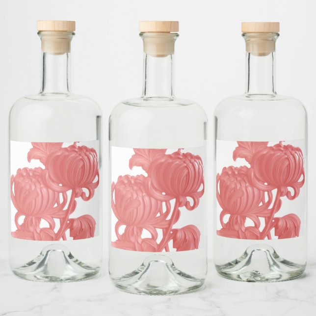 Rosa Chrysanthemum Spritflaskor Etikett (Flaskor)