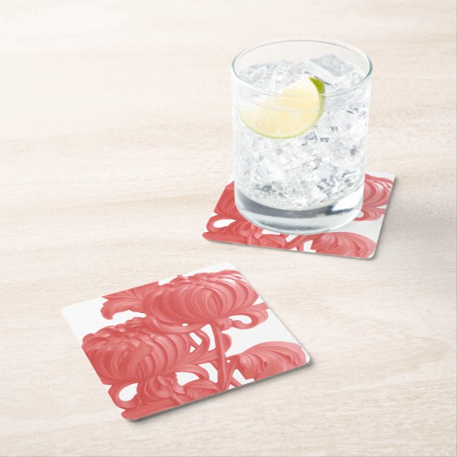 Rosa Chrysanthemum Underlägg Papper Kvadrat (Insitu)