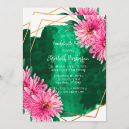 Rosa Chrysanthemums Geometric Bachelorette Party Inbjudningar
