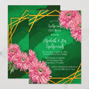 Rosa Chrysanthemums Geometric Bridesmaids Luncheon Inbjudningar